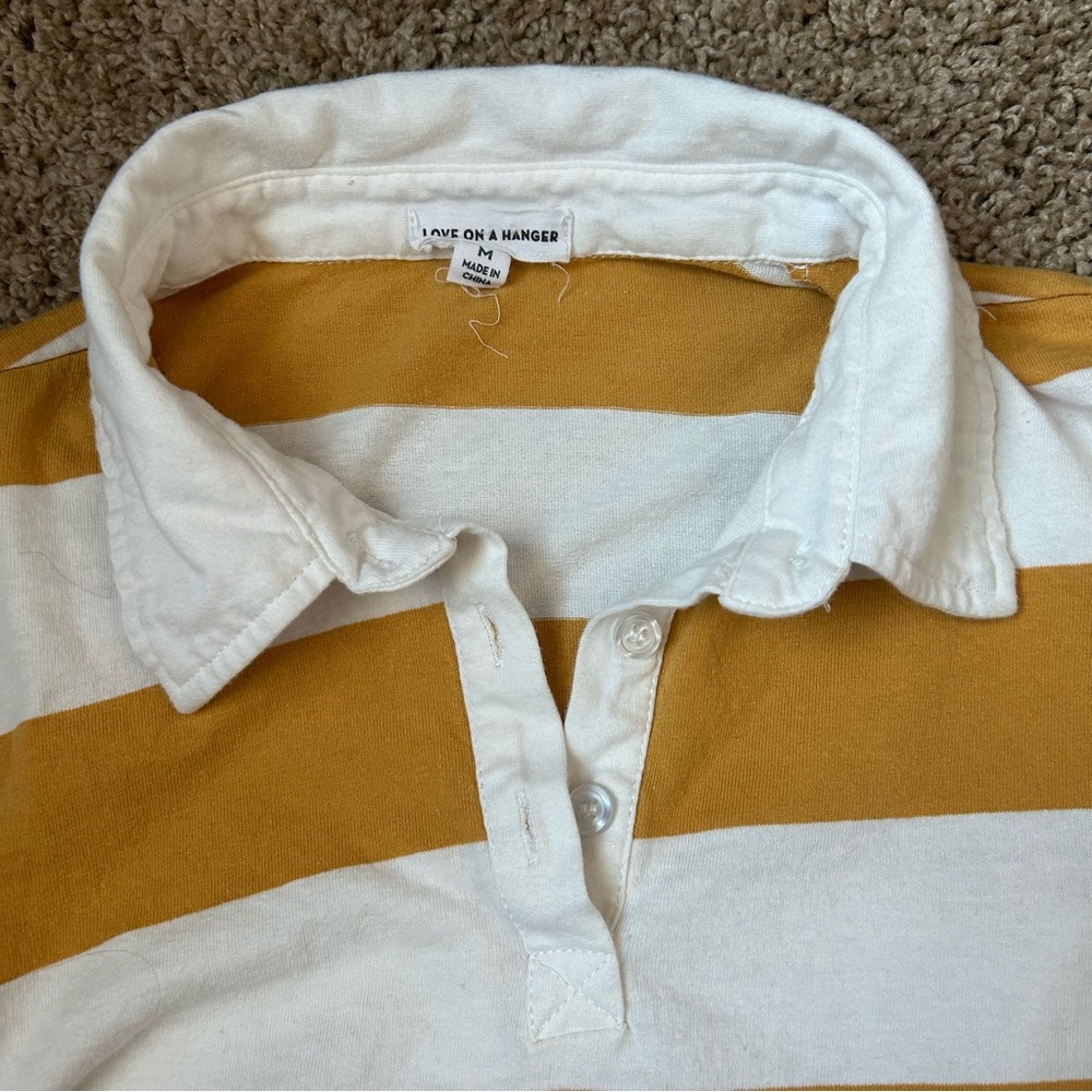 W Yellow & White Love On A Hanger Striped Cropped Long Sleeve Size M |A36 - Picture 9 of 9